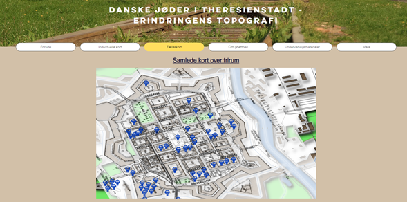 A graphic map of Terezin camp as home page of the project Danske Joder I Theresienstadt.