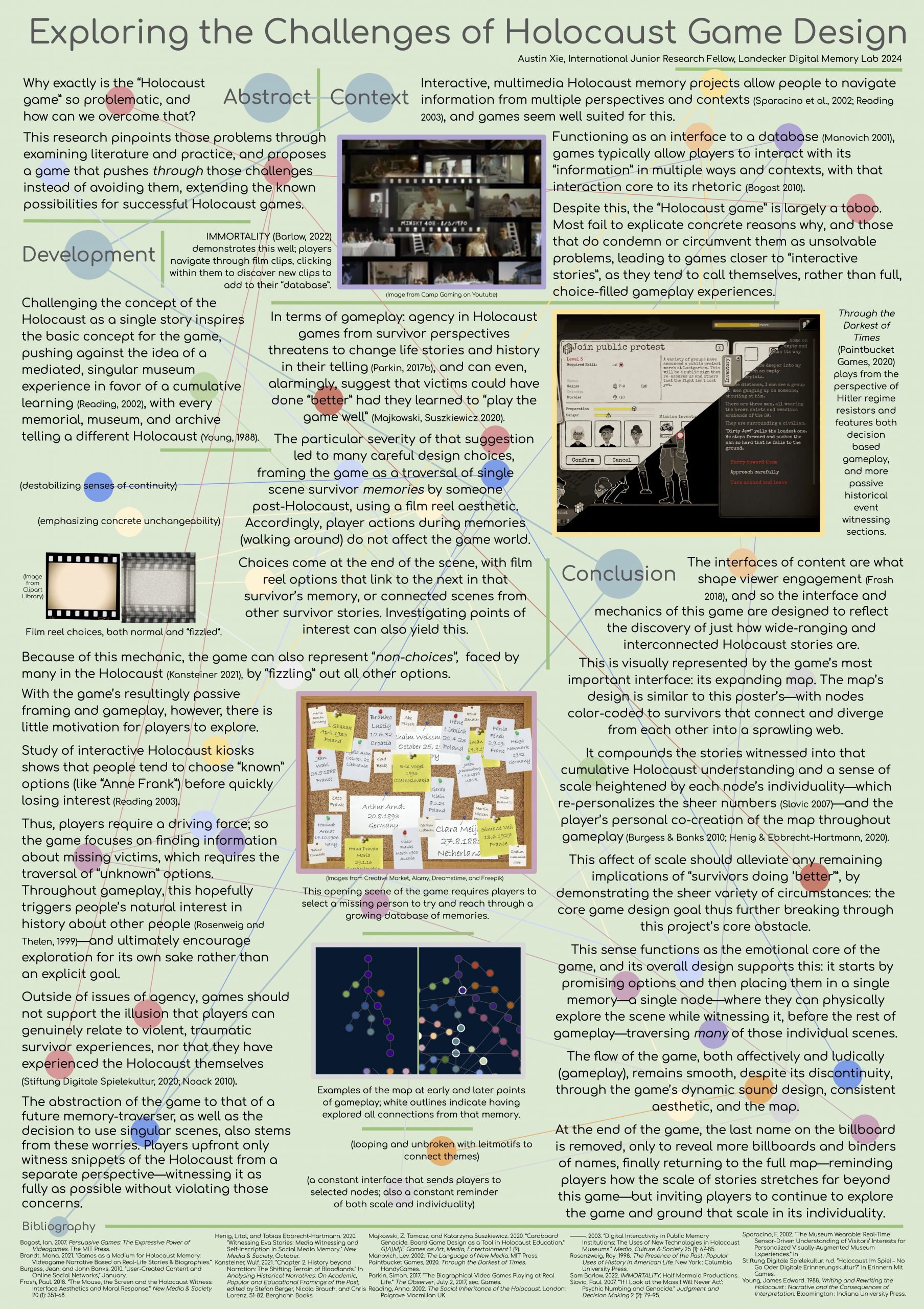 An image of Austin's poster entitled: Exploring the Challenges of Holocaust Game Design.