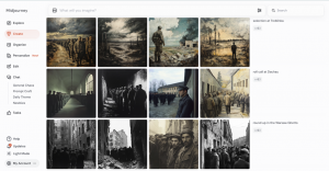 Images generated about the Holocaust by MidJourney, results either say cannot create due to content restrictions, or provide strange, abstract imagery.